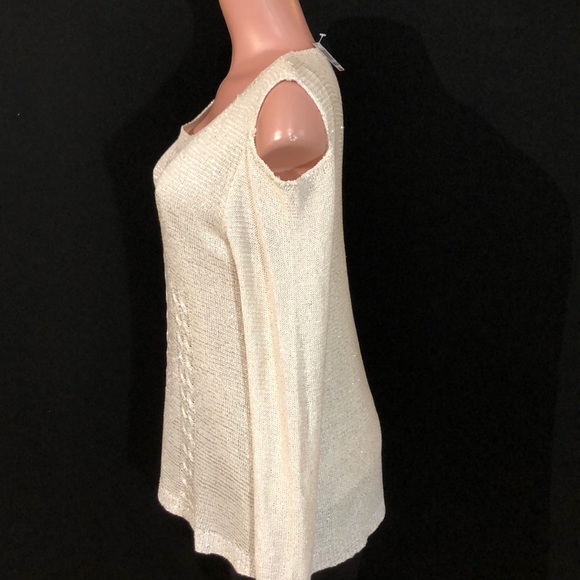 NWT SIONI Cable Knit Cold Shoulder Sweater Top - Picture 6 of 8